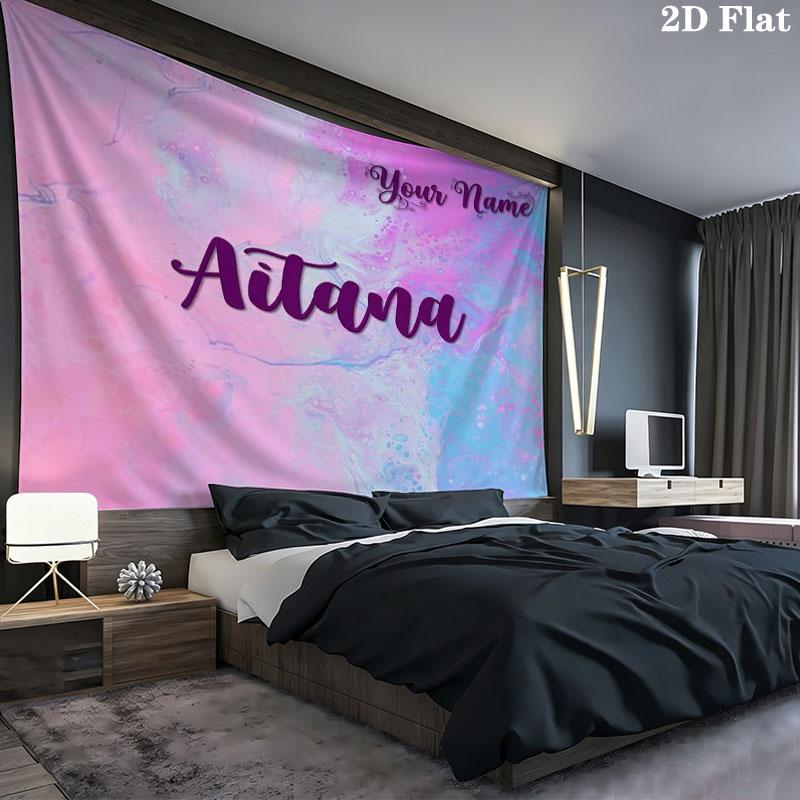 Aitana Custom Name Wall Tapestry Aesthetic Wall Hanging Printed Fabric Blanket Decorative Tapestries for Bedroom Living Room Home Decor