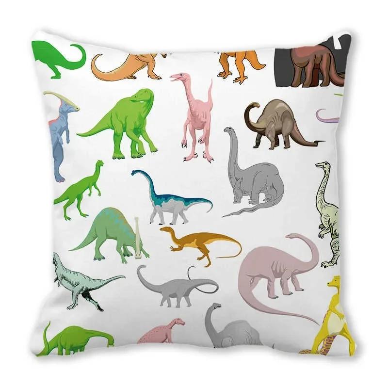 Office Sofa Car Cushion Cover Luxury Home Decoration Pillow Cover Cute Cartoon Little Dinosaur Animal Pattern