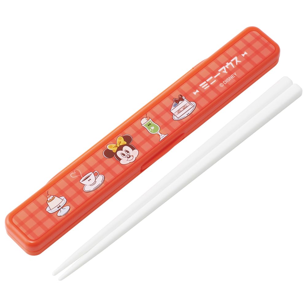 Skater Chopsticks and Chopstick Case Disney Minnie Cafe Retro Adult Made in Set, Mouse, Design, 18cm, Antibacterial, Size, Japan, ABC3AG-A