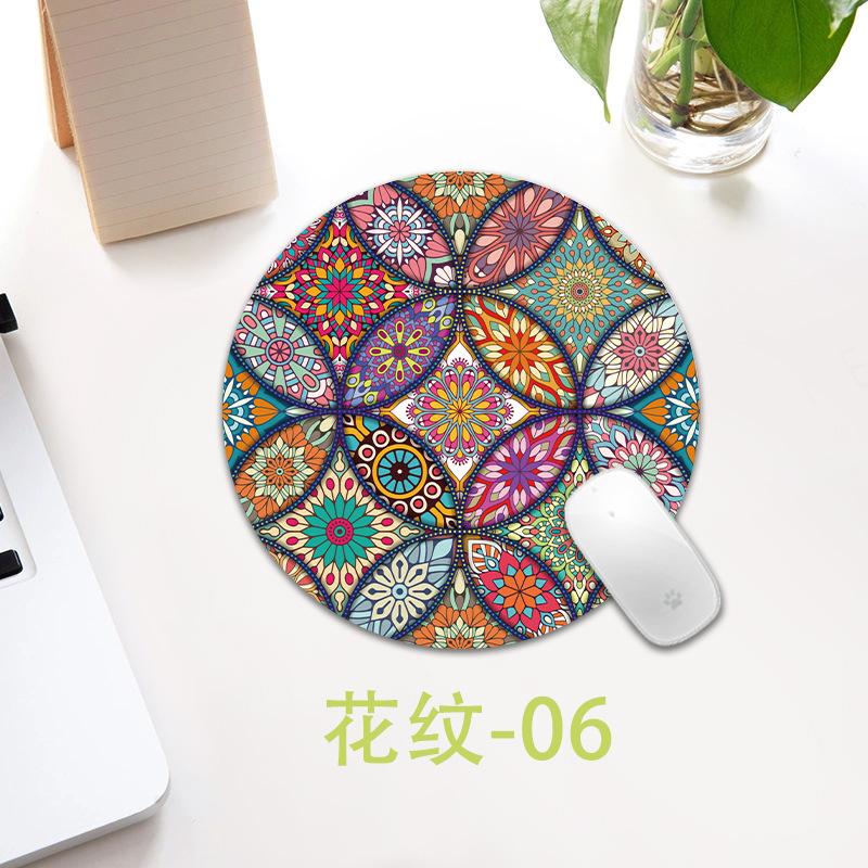 Ethnic Style Pattern Round Small Creative Thickened Mouse Pad Keyboard Pad Office Cup Table Mat Production