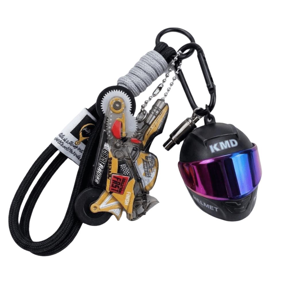 Braided Lanyard Mini Key Pendant Zinc Zinc Alloy Racing Keychain Motorcycle Helmet Keychain  Gift For Men