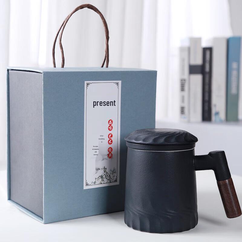 Chaxun Ceramic Tea Mug with Wooden Handle and Infuser