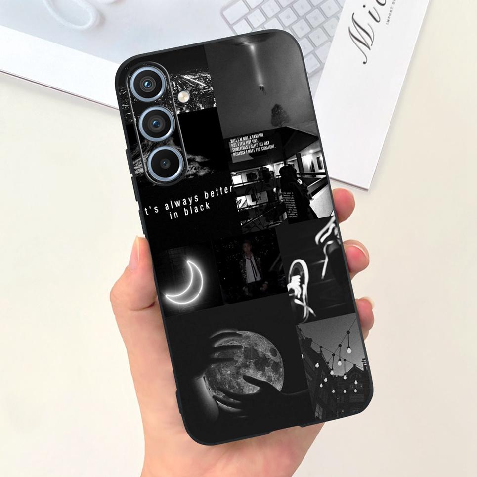 Soft Silicone Cases For Samsung Galaxy A54 5G A53 5G Case Samsung A23 4G 5G A12 A125F Bumper Shell Black Cat Stylish Coques Etui