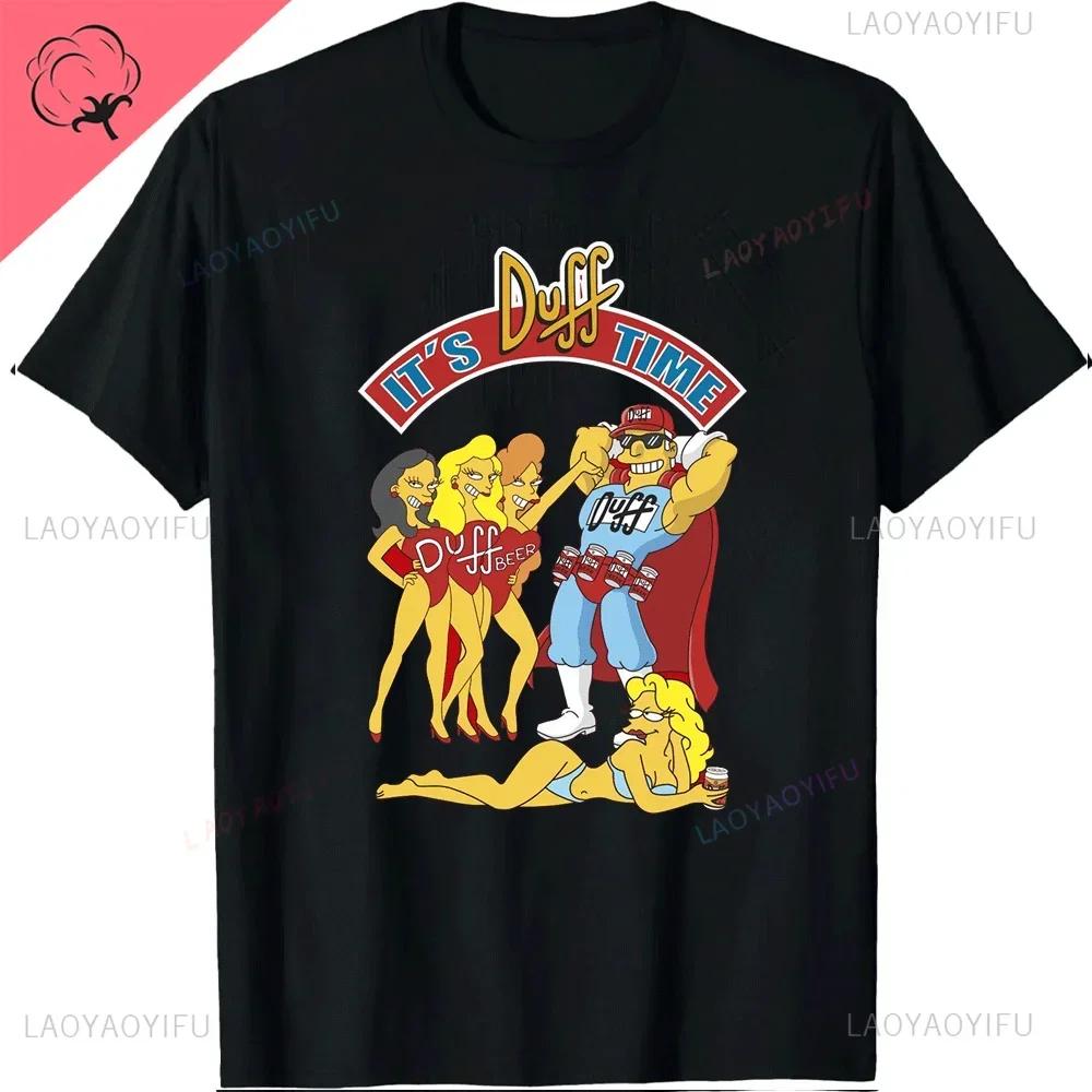 The Simpsons Duff Beer Circle Logo V2 TShirt Cotton Retro Street Fashion Mens Shirt Short Sleeve Design Printed Tshirt Tops