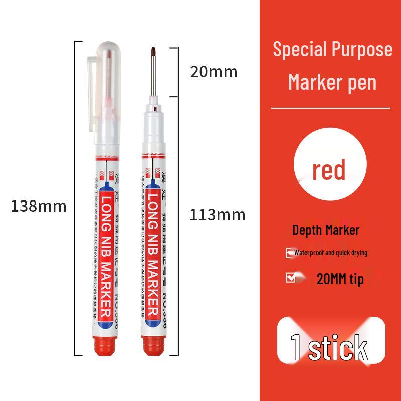 Aowa Long-Tip Deep Hole Black Marker - Oil-Based & Waterproof for Woodworking & Ceramics