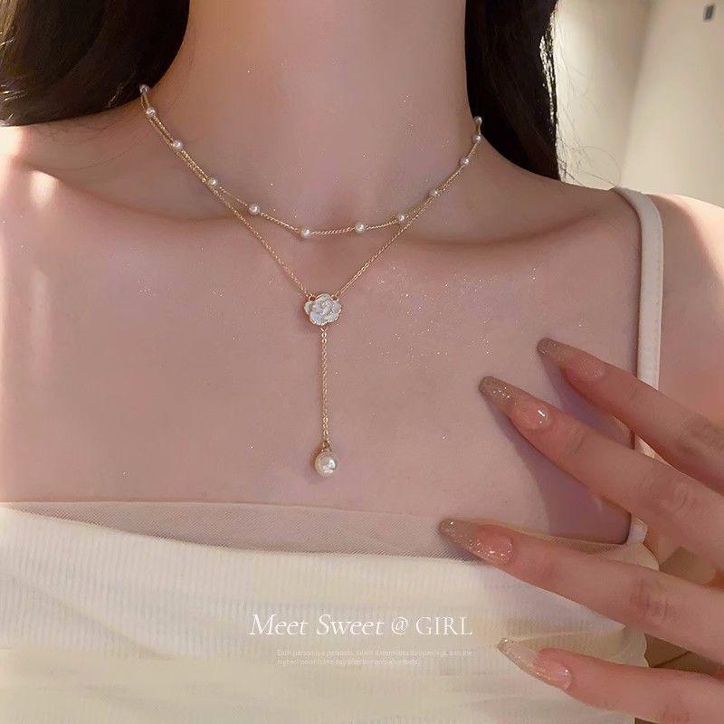 Hot-selling cherry pearl necklace women's ins style fashion high sense love collarbone chain new item pendant