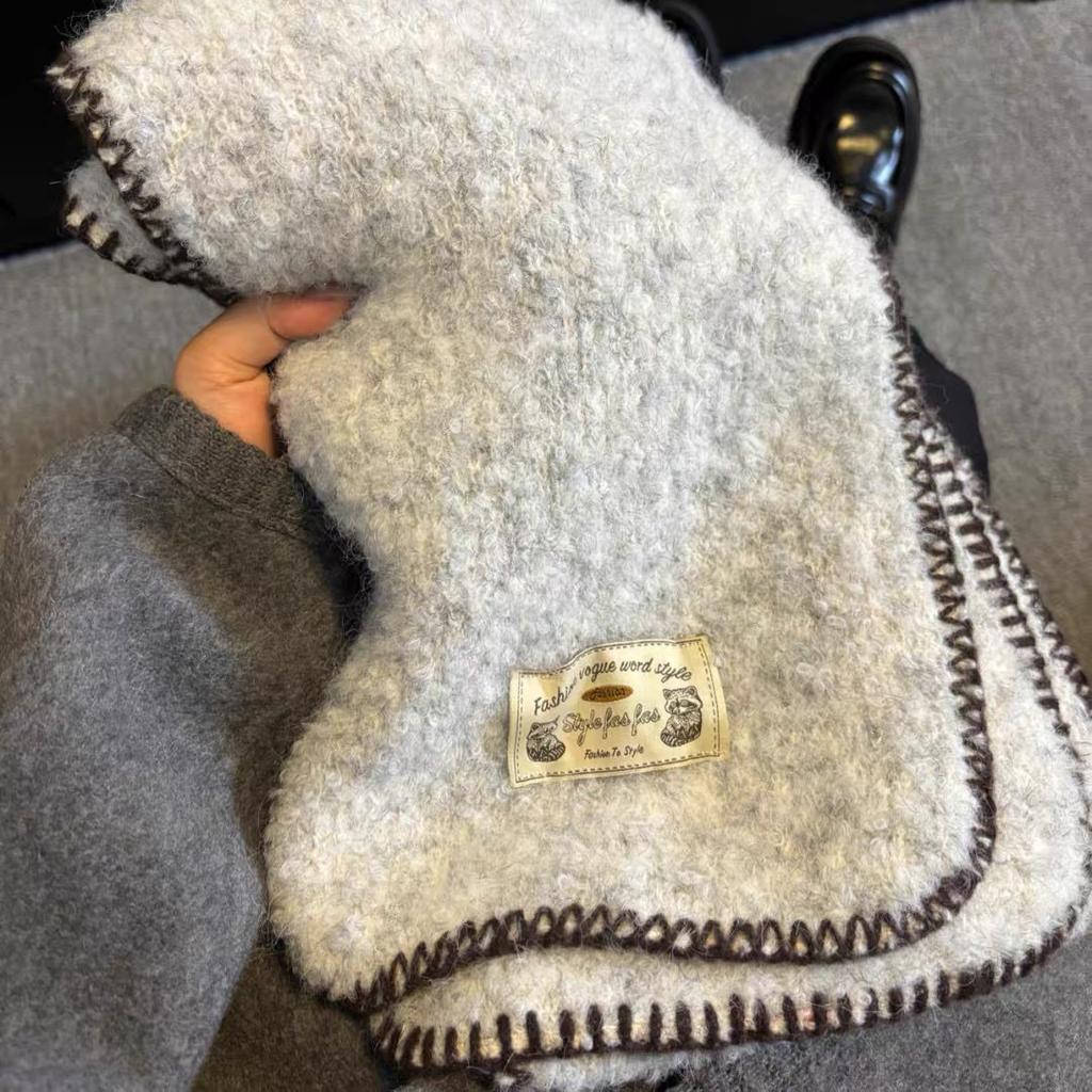High quality~ blended knitted twist solid color thickened soft waxy scarf women's autumn and winter versatile couple scarf