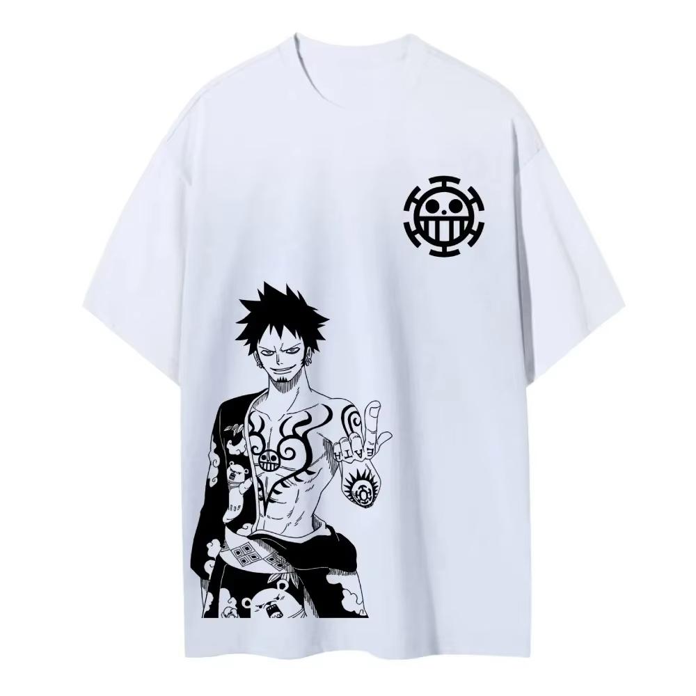 2026 One Piece Mens and Womens Tshirt Shanks Japanese Anime Punk Tee Summer Spring Boys Short Sleeves Parentchild Outfits