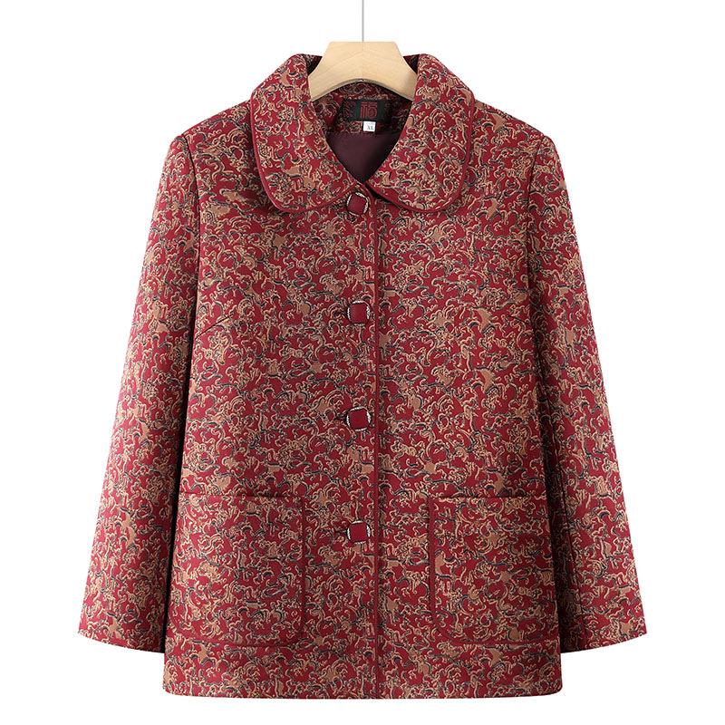 

2026 Vintage Grandma Coat - 60s & 70s Style, Elegant Middle-Aged & Elderly Women s Apparel 2XL (110-123 jin) красный