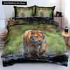 3D Tiger Duvet Cover Soft Comforter Cover Animal Bedding Set Tiger Pattern Quilt Cover for Bedroom Decor 2/3Pcs King Queen Size