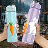 1PC Simple White Bunny Carrot 750ml Color Plastic Sports Water Bottle Leakproof Flip Straw Lid Suitable for Sports Office Home Use