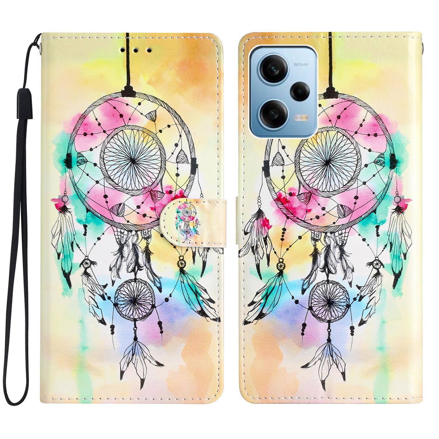 

For Xiaomi Redmi Note 12 Pro 5G/Note 12 Pro Speed 5G/Poco X5 Pro 5G Pattern Printing Phone Leather Case Stand Phone Wallet Cover with Strap Wind Chime