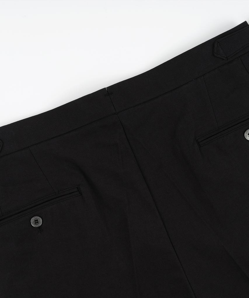 BELLIEF Essential Linen Cotton Twill Adjust 2-Pleated Relaxed Chino (Black)