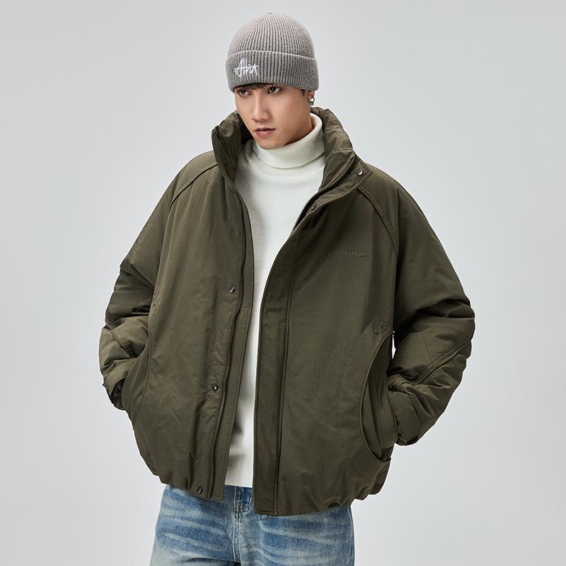 Men s Winter Stand Collar Down Jacket - Warm, Thickened, American Style, Outdoor Workwear M армия зеленый