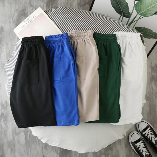 Side and Back Pockets Summer Relaxing  Solid Color  Thin Side and Back Pockets Mid Rise Male Shorts Activewear Shorts