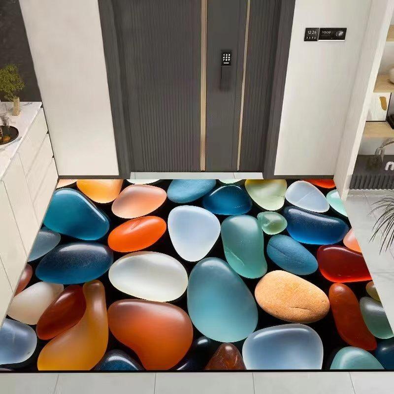 3D Kiesel Badezimmer Bodenmatte Rutschfest Schnelltrocknend Fußmatte Pflegeleicht Türvorleger