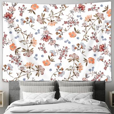 Floral Botanical Garden Pattern Wall Tapestry Machine Washable All Season Decor Art Print Nature Flower Design Home Quick Setup