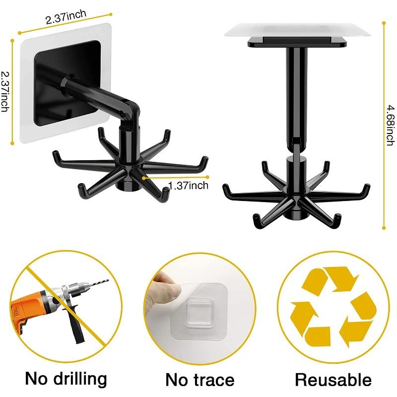 2PCS Upgraded Multi-function Rotatable 6-claw Hook 360 ° Seamless Punch Free Hook Kitchen Storage Hook Self Adhesive Bath Hooks
