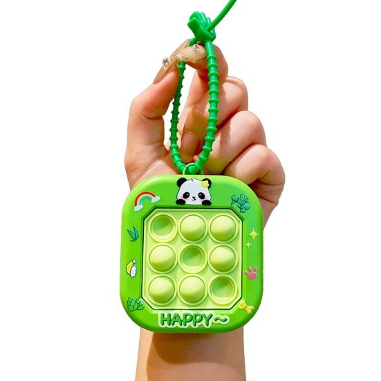 Yousheng Keychain Pendant Cartoon Cat Panda Design Whack-a-mole Toy Key Chain with Braided Lanyard Stress Relief Pressable Silicone Bubbles