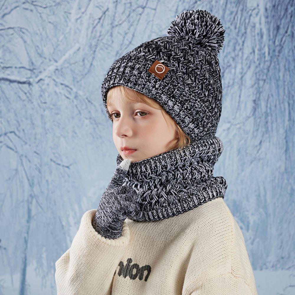 3Pcs Ear Protection Kids Winter Hat Scarf Gloves Set Unisex Scarf Cap New Children Beanie Cap
