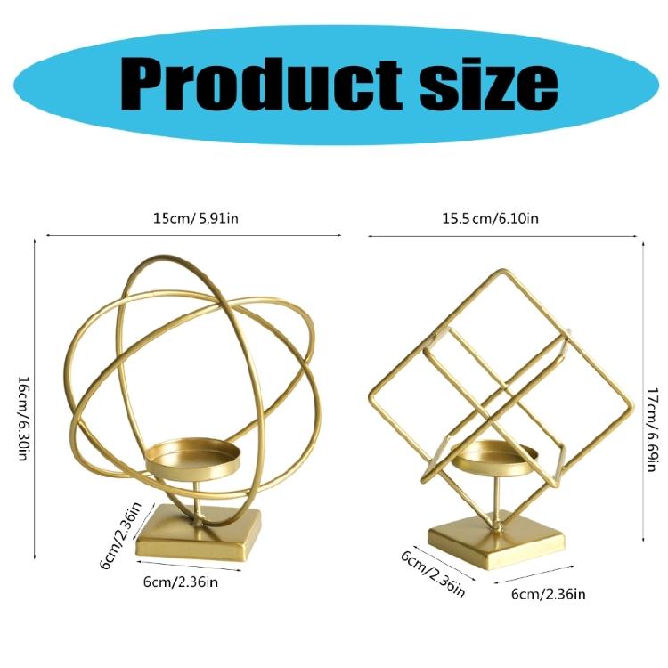 Nordic Iron Candle Holder Hollowed Geometric Square Globe Metal Tealight Candlestick for Table Centerpieces Decors