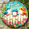 Plat 2D, 1 pièce Panneau en Bois Oiseau Vif Hello Hello Printemps Panneau de Bienvenue Décoration de Jardin Décoration Murale et de Porte de Maison Décoration de Fête de Fête Printemps