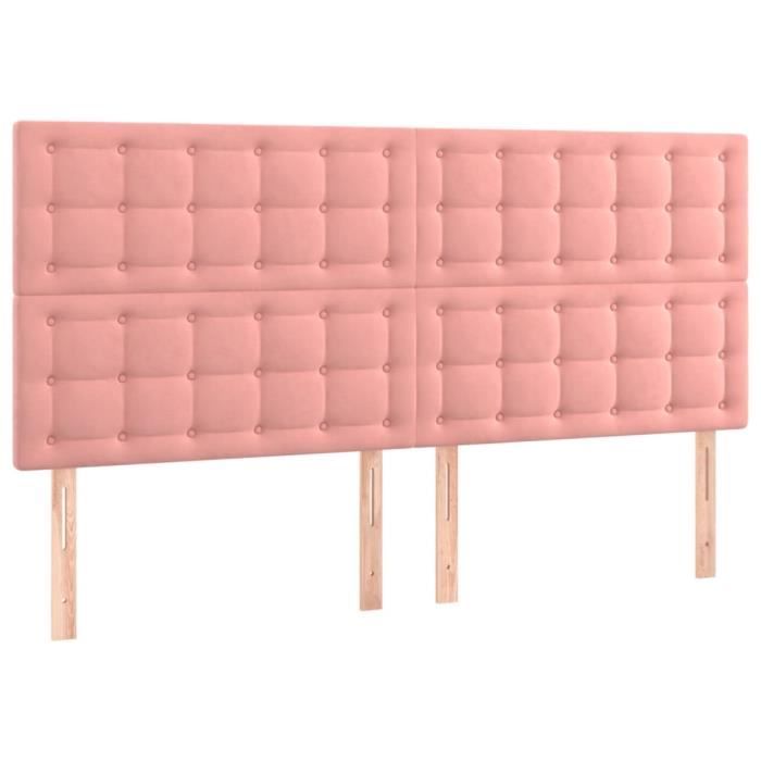 VidaXL Têtes de lit 4 pcs Rose 100x5x78-88 cm Velours3116837