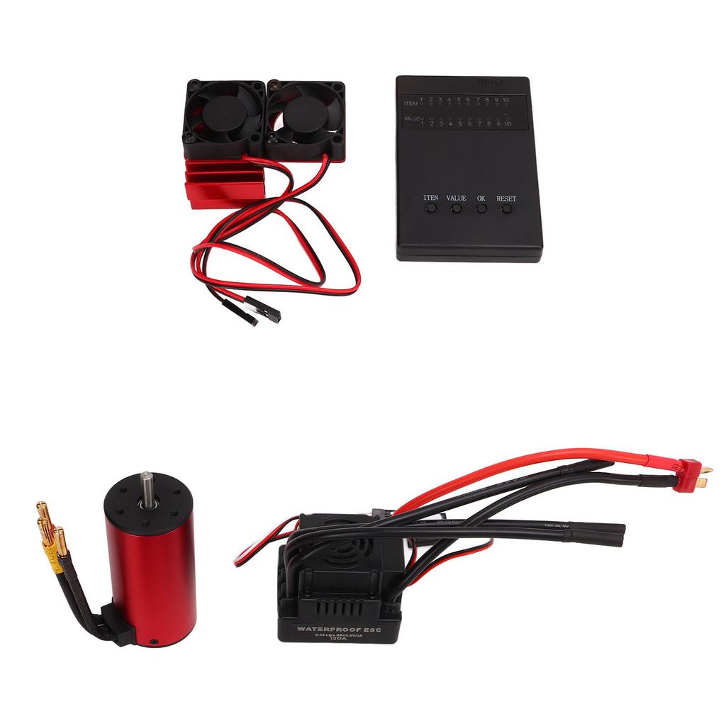 RC Brushless Motor Set 2150KV with 120A Brushless ESC Dual Fan Heat Sink Program Card Combo Set For Traxxas 1/8 RC Crawler
