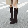 Women's High-heeled Boots Autumn and Winter Comfortable Versatile Thick-heeled Large-size Medium Boots