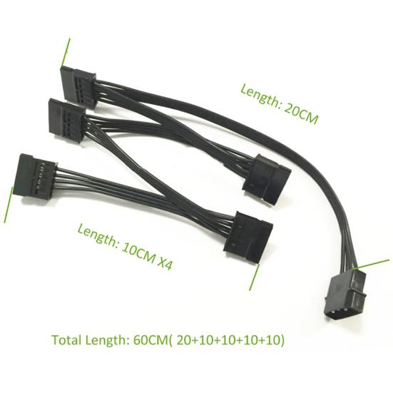 1 Power Supply Splitter SATA To 5 IDE 15Pin Hard Drive Cable Cord