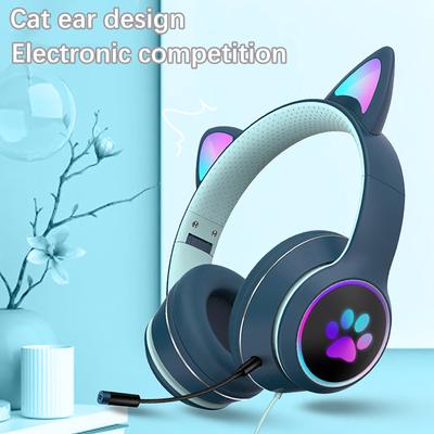 Vikbart AKZ-022 Cat Ear Luminous Gaming Headset med tråd med mikrofon