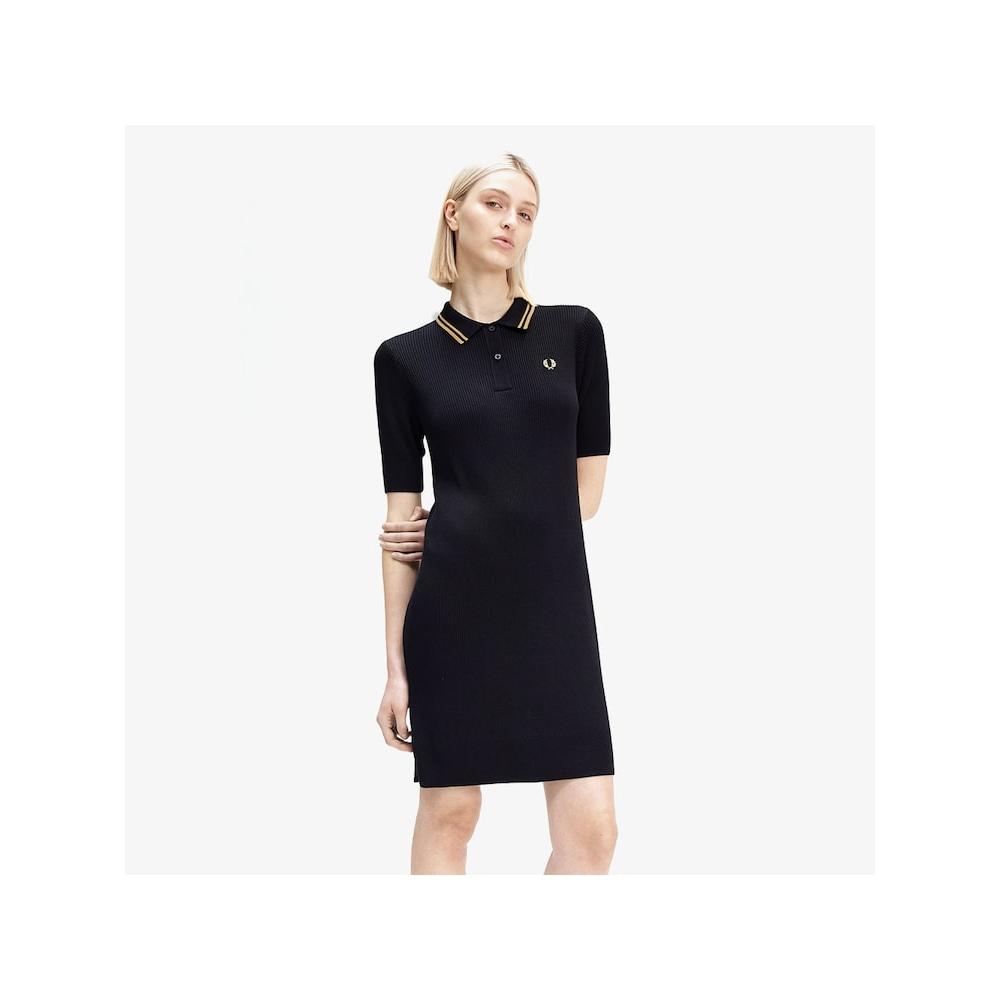 Fred Perry [womens] Rib Knit Shirt Dress   Black Afpf2438175 102 qzgAfpf2438175 102