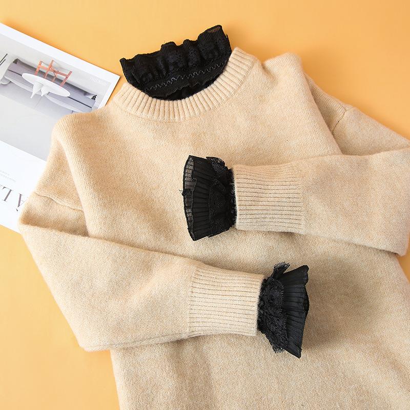Koreański Styl Stójka+Mankiet Podrabiany Winylowy Odpinany Kołnierzyk Koszuli dla Kobiet Swetra Klapy Dekolt Akcesoria