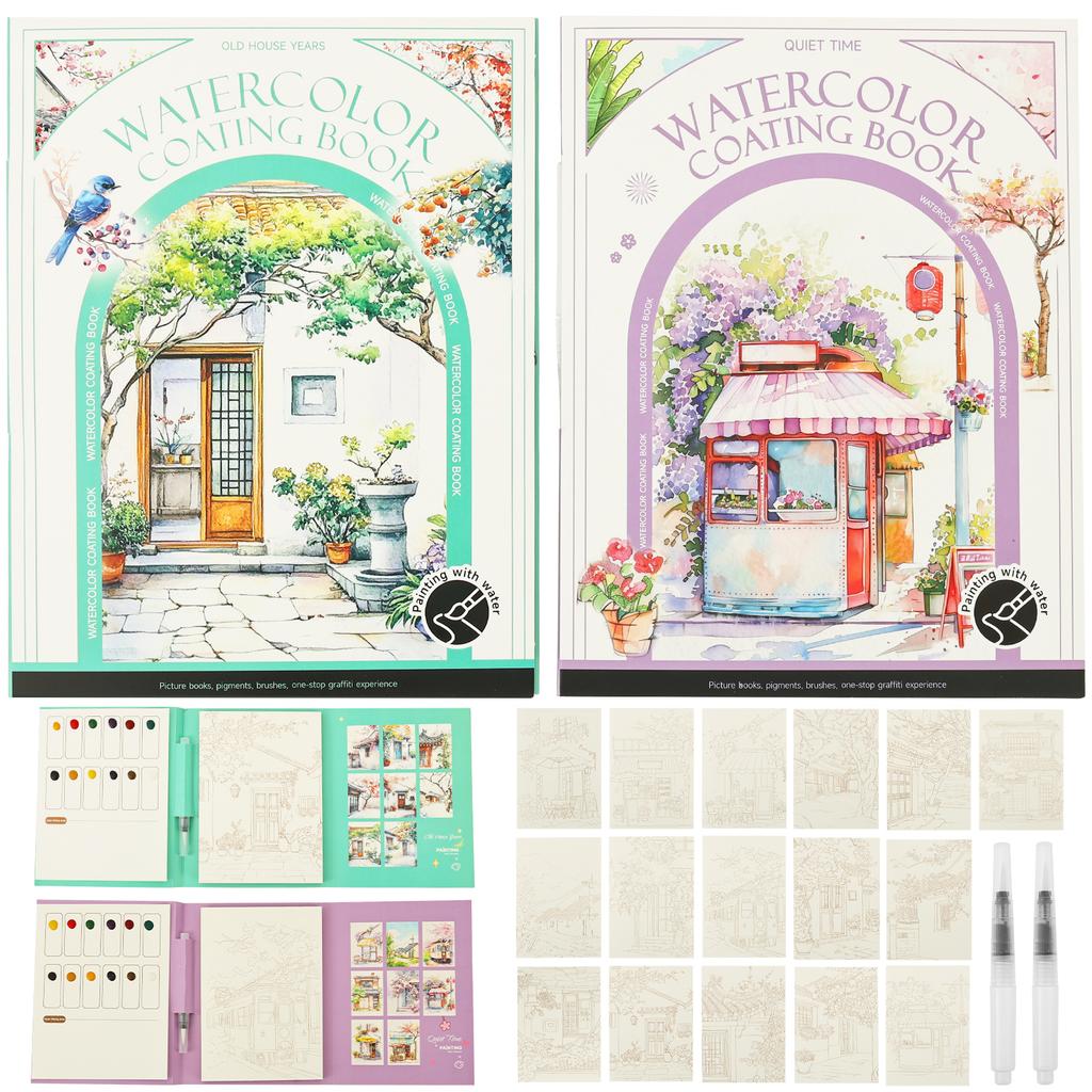 New Watercolor Painting Book Set Paint Art Watercolor Books Painting Kit Watercolor Coloring Book for Painting Enthusiast Adults