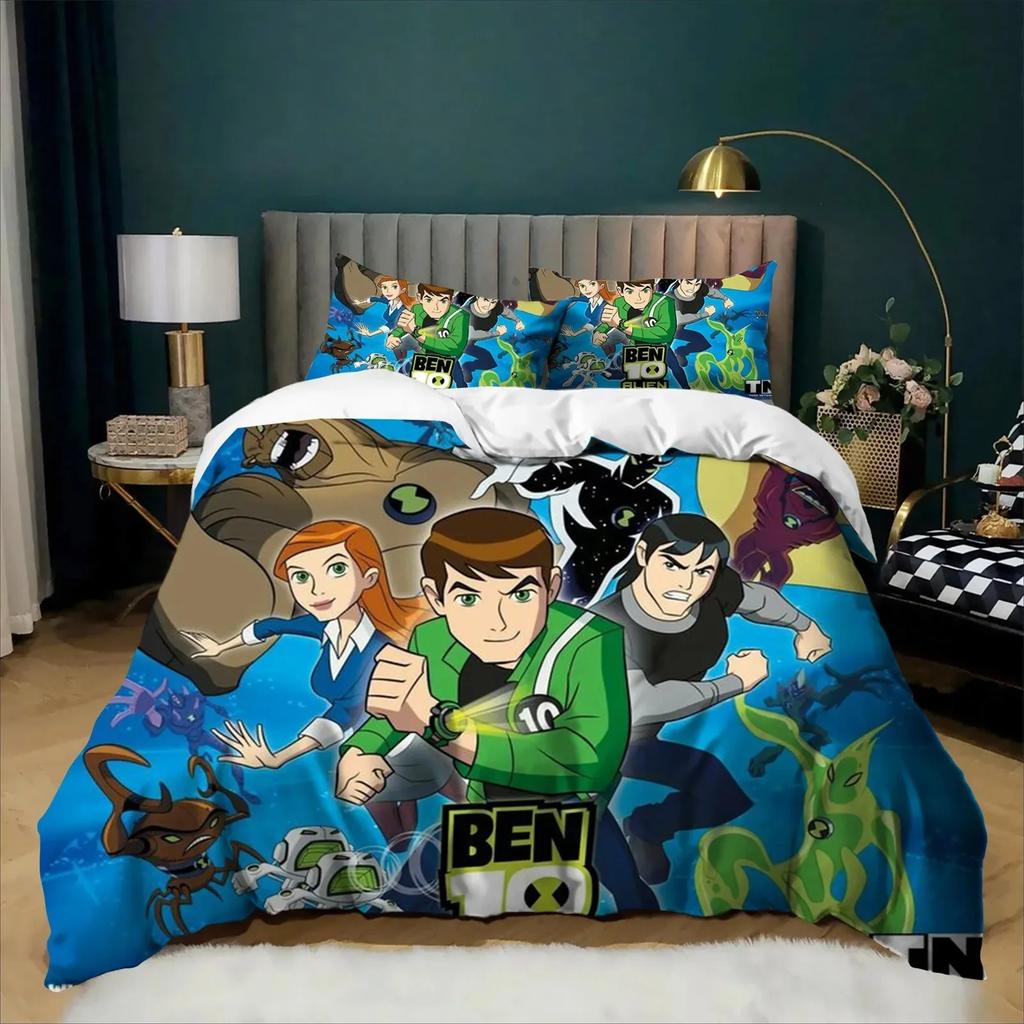 Cartoon Ben10 Bedding Set 2/3 Pcs 3D Print Duvet Cover Pillowcases Twin Full Queen King Size For Boys Kids Bedroom Decor Gift