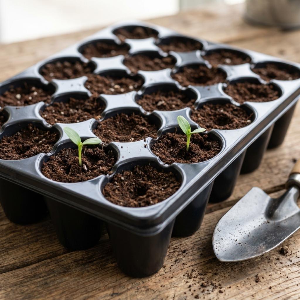 128-Cell Plastic Seedling Tray with Garden Design for Seed Starting