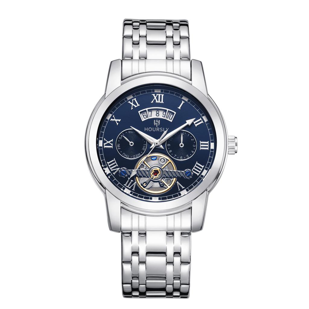Fashion Men'S Watch, Simple Atmospheric Tourbillon Quartz Watch Fashion Business Steel Belt Watch