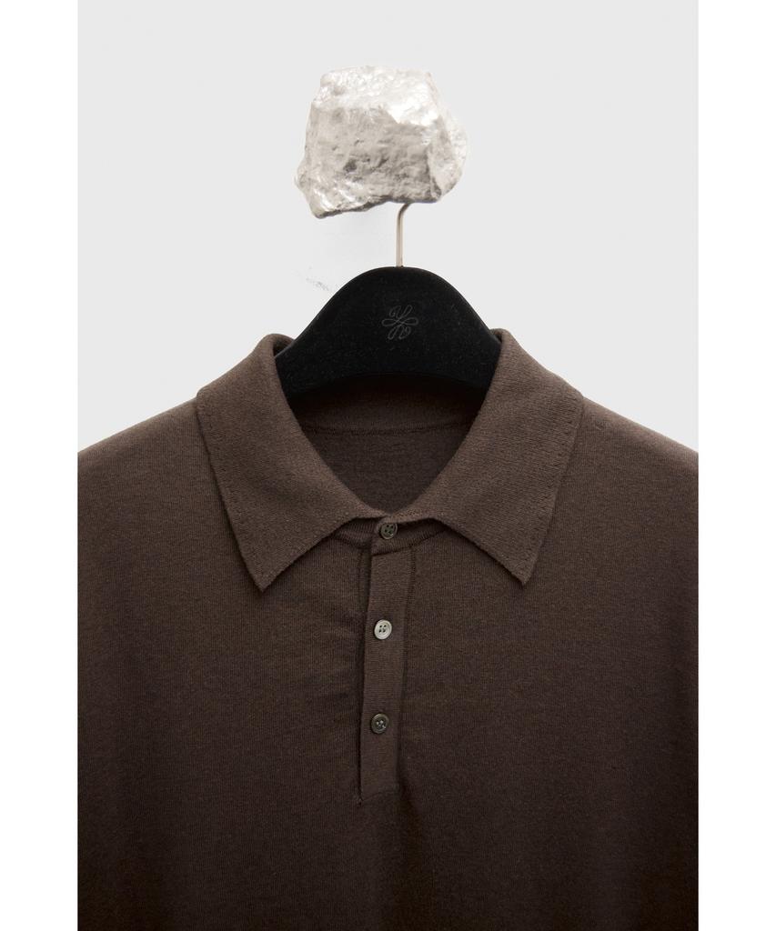 YOUTH Cotton Cashmere Polo Shirt - Dark Brown