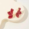 Retro Inspire Maple Leaf And Flower Earrings With Oil Drip Detailing Portable for Enhancing Fashionable Outfits