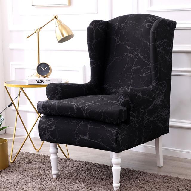 Sell -Nordic 2pc /Set Arm King Back Sofa Chair Cover Elastic Armchair Wingback Wing Dining Sofa Back Chair Cover Stretch Protector