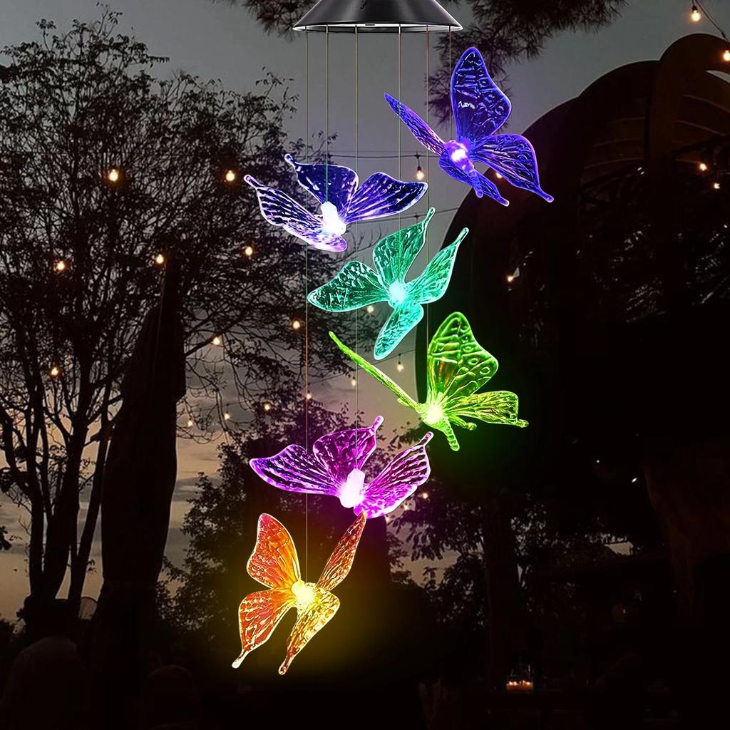 1 Stück Outdoor Solar Garten Mehrfarbig Windspiel Lichter Nordamerikanische Kardinäle Schmetterling Libelle Kolibri und so weiter