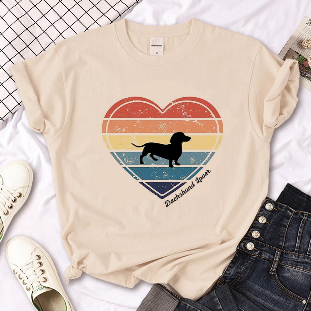 Dachshund Top Women Streetwear Summer Funny Tshirt Girl Graphic Clothes