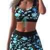 Bathing Suit Women 2026 Printed Suspenders Beach Plus Size Swimsuit Three-piece Women's Conservative Shorts Hot Spring Swimsui