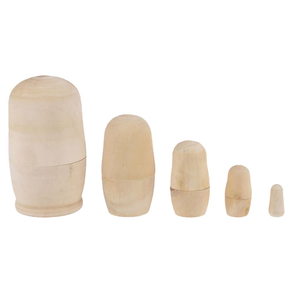 OSALADI Unpainted White Wood Matryoshka Set of Russian Traditional Craft Unfinished Nesting Wooden Dolls, 5, 110mm, Kit, Dolls, Kit, Ornament,