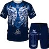 Viking Summer Men T Shirt Set 3D Printed Vintage Clothes Short Sleeve Tshirts Shorts Oversized Tracksuit Fashion Men Sport Suit