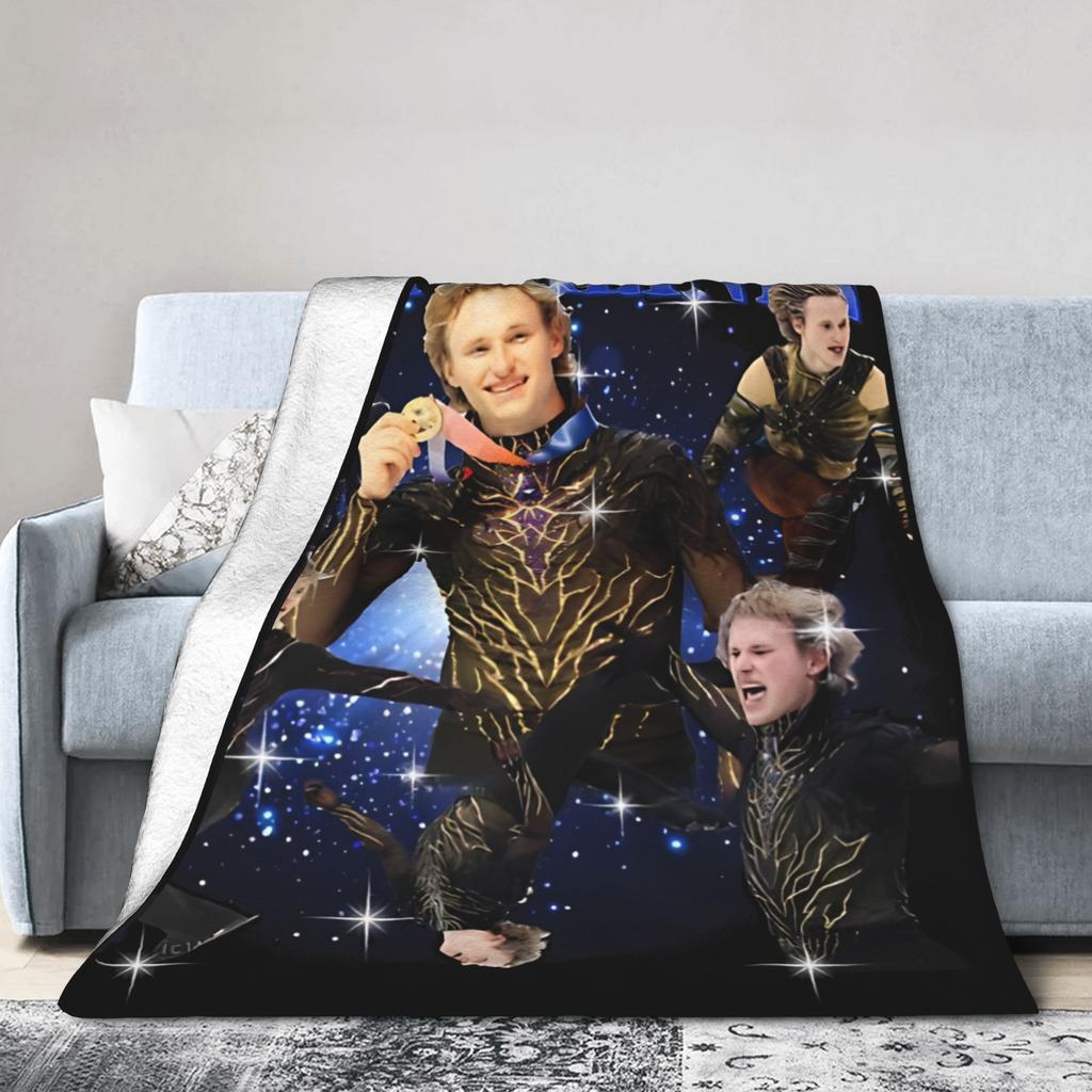 Quad Jump Ice Skating Ilia Malinin Accessories Blanket Warm Cozy Fluffy Throw Blankets for Bed 50x60 Inch Multi-size Bedspread