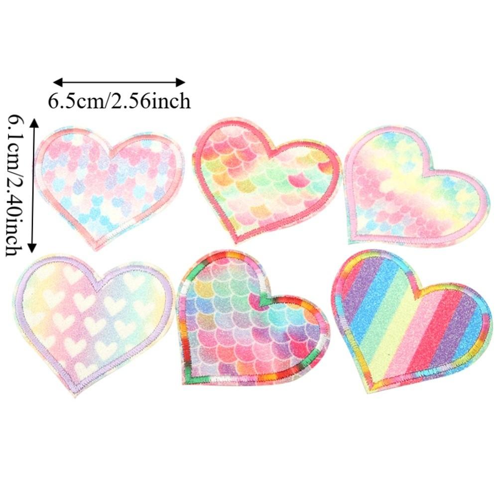 Rainbow Heart Sew On Patches Assorted Colors Heart Shaped Patch DIY Craft