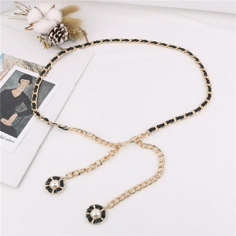 European and American-Style Black and White Niche Metal Chain Women’s Belt—Trendy Versatile and Perfect for Summer