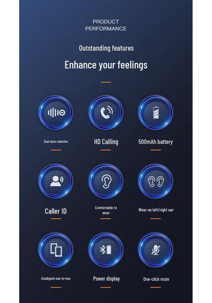 Noise-Cancelling HD Bluetooth Business Earphone - Single Ear Clip-on