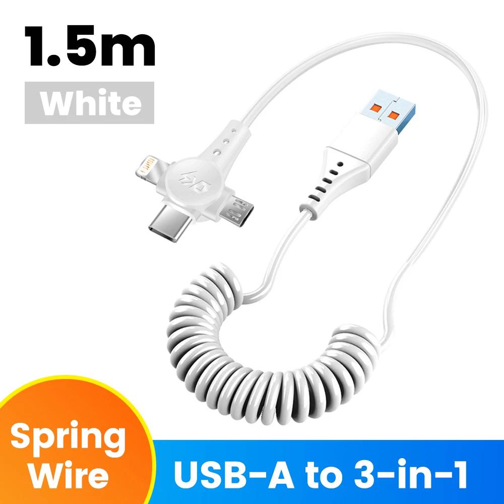 120W 3 in 1 Micro USB Cable Super Fast Charging For iPhone 16/15/14/13/12 Samsung S24 S23 Xiaomi USB Type-C Charger Cable Cord
